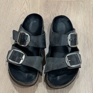 Birkenstock Charcoal Big Buckle Sandals